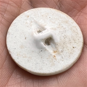 Ceramic button of courting couple.