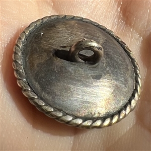 Italian micro mosaic of dove with olive branch button.