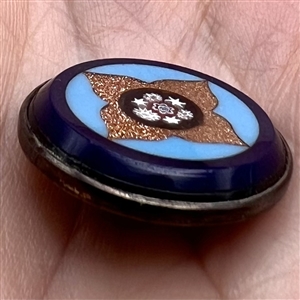 Italian micro mosaic set in goldstone button.