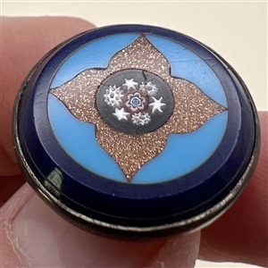 Italian micro mosaic set in goldstone button.