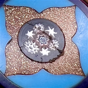 Italian micro mosaic set in goldstone button.