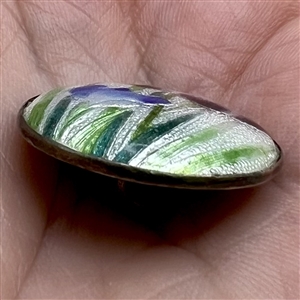 Japanese Gin bari foil enamel button of purple iris flowers 