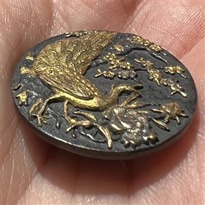 Japanese Shakudo peacock stud.