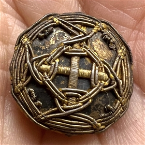 Two 18th c French buttons, Passementerie and Repoussé.