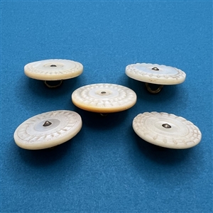 Five thick Colonial pearl buttons.