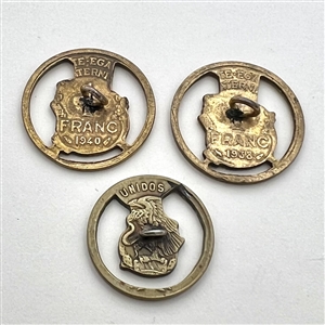 Three unique “coin type” buttons made from French coins.