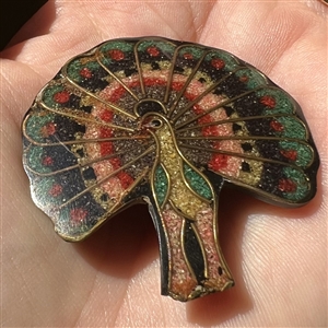 Large realistic peacock button.
