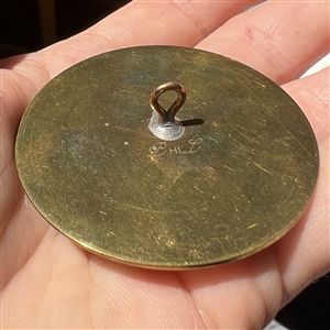 Huge brass on brass button of a kangaroo by Phil Linley.