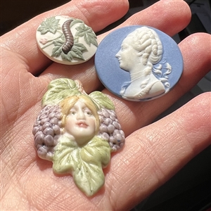 Three assorted Jasperware studio buttons.