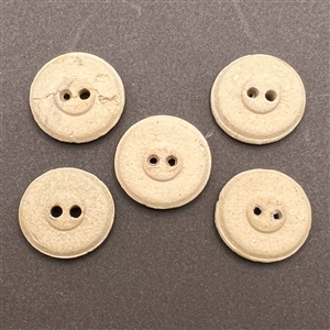 Five Aboriginal ceramic buttons from Australia. 