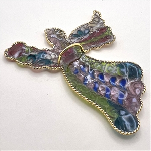 Extra large modern plique-a-jour angel button.