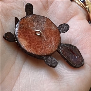 Leather realistic turtle button.