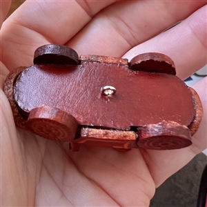 Leather realistic car button.