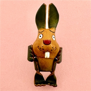 Leather realistic button of a rabbit.