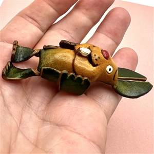Leather realistic button of a rabbit.