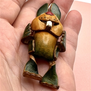 Leather realistic button of a rabbit.