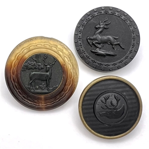 Three horn sporting buttons of deer.