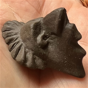 Large ceramic mask studio button signed J.G.