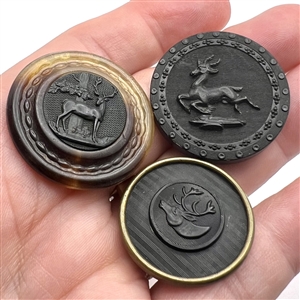 Three horn sporting buttons of deer.