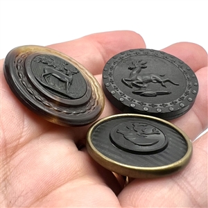 Three horn sporting buttons of deer.