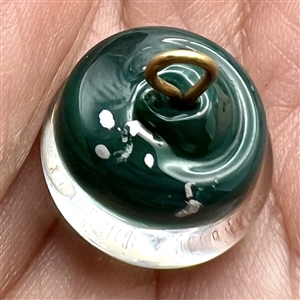 Glass paperweight studio button with clover by John Gooderham.
