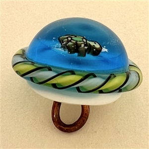 Studio glass button of a turtle by Mavis Smith.