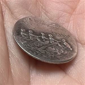 Highly Collectible 3rd Avenue silver button of “Skulling Team”