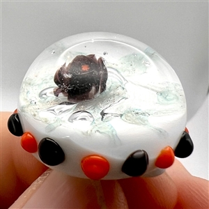 Studio glass button of a spider by Hoglin/Hogin (?)