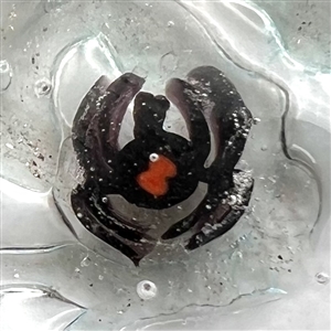 Studio glass button of a spider by Hoglin/Hogin (?)