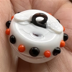 Studio glass button of a spider by Hoglin/Hogin (?)