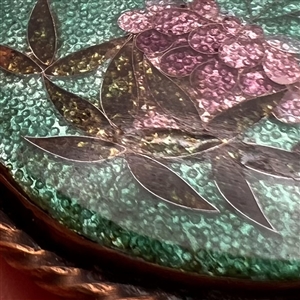 Large Japanese Gin bari foil enamel floral button.
