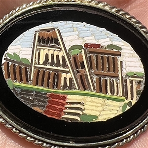Large oval Italian micro mosaic  of a classical scene.