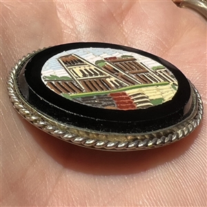 Large oval Italian micro mosaic  of a classical scene.