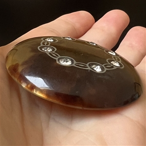 Extra large tortoise shell button with pastes.