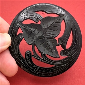 HUGE Vintage Casein button of leaves.
