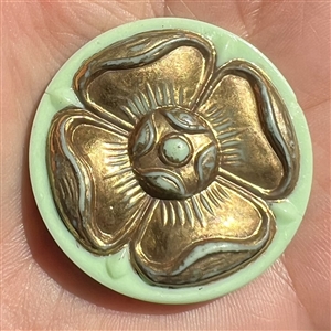 Large Bimini glass button of Tudor Rose.