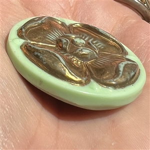 Large Bimini glass button of Tudor Rose.