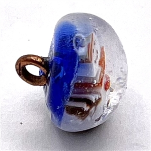 Mary Gaumond studio glass button of a snowman.