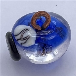 Mary Gaumond studio glass button of a snowman.