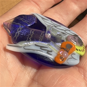 Extra large Kay Furguson glass studio button of an angel.