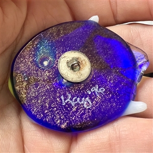 Extra large Kay Furguson glass studio button of an angel.