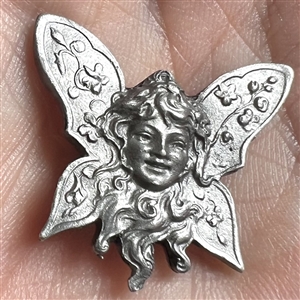 Battersea pewter “fairy girl” Art Nouveau style button.
