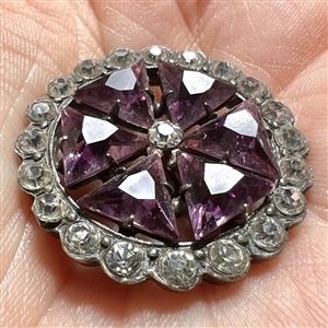 Edwardian jewel button with amethyst glass.