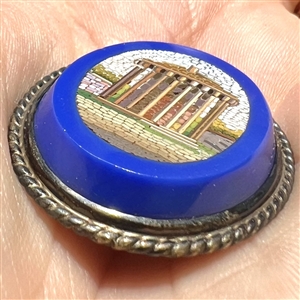 Large oval Italian micro mosaic  of a Greek temple.