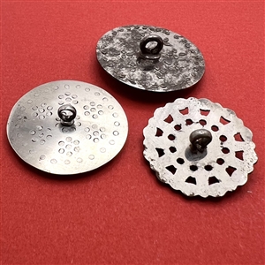Three steel buttons, two are 18th c.