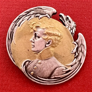 Gilded white metal button Sarah Bernhardt as L’Aiglon. 