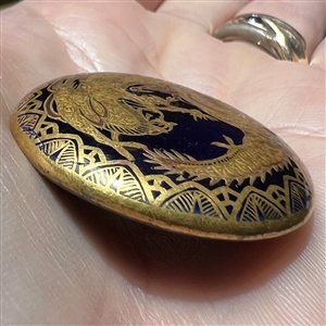 Large Japanese Satsuma of a unique gold dragon.