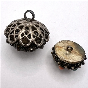 Two peasant silver buttons.