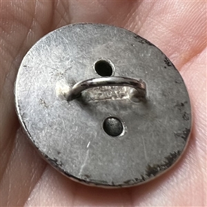 Highly sculptural silver button of a dragon.