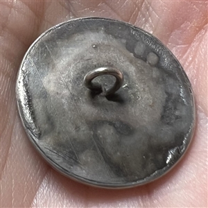 White metal button of Rosy Cross “The Pelican feeding its young with its own blood”.